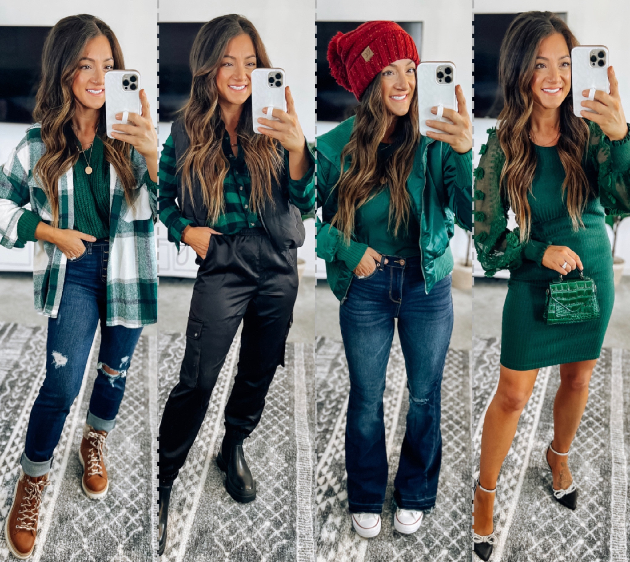 💚Holiday outfit options💚 lots of Walmart and all super affordable!! Satin joggers run big, size down (I’m in my true size). I sized up one in the bomber jacket for a slightly oversized fit and it’s currently 30% off with Target Circle👌 I’m wearing the Walmart top from last year under a ribbed dress, but linking Walmarts dress version that’s new this year which has a cute slit!! I’ll link the ribbed dress with some shirts I’d rock under it in a separate post 😘 

#LTKCyberWeek #LTKHoliday #LTKstyletip