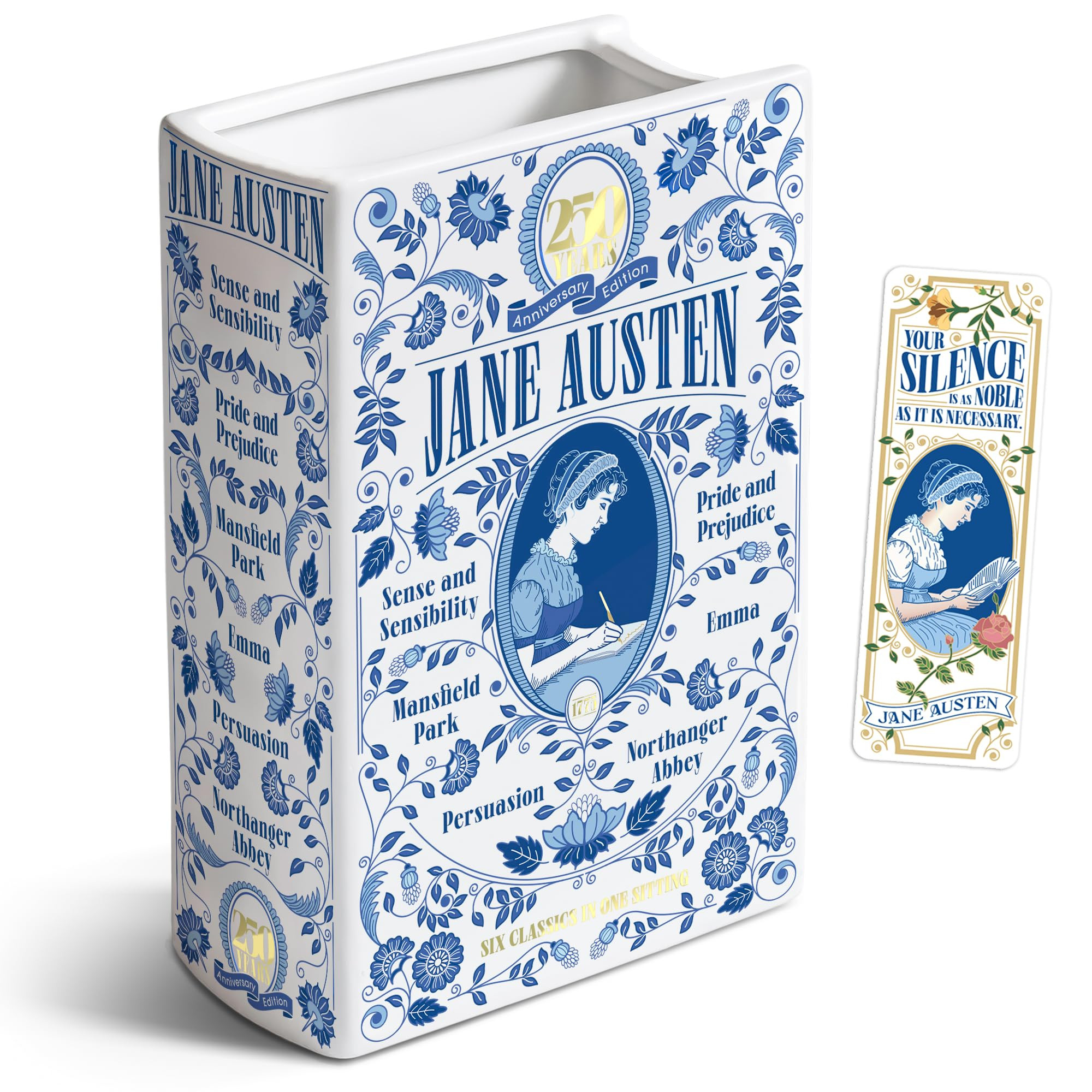 H&H + 6 in 1 + Jane Austen Book Vase for Flowers + Bookmark + Emma, Mansfield Park, Sense and Sen... | Amazon (US)