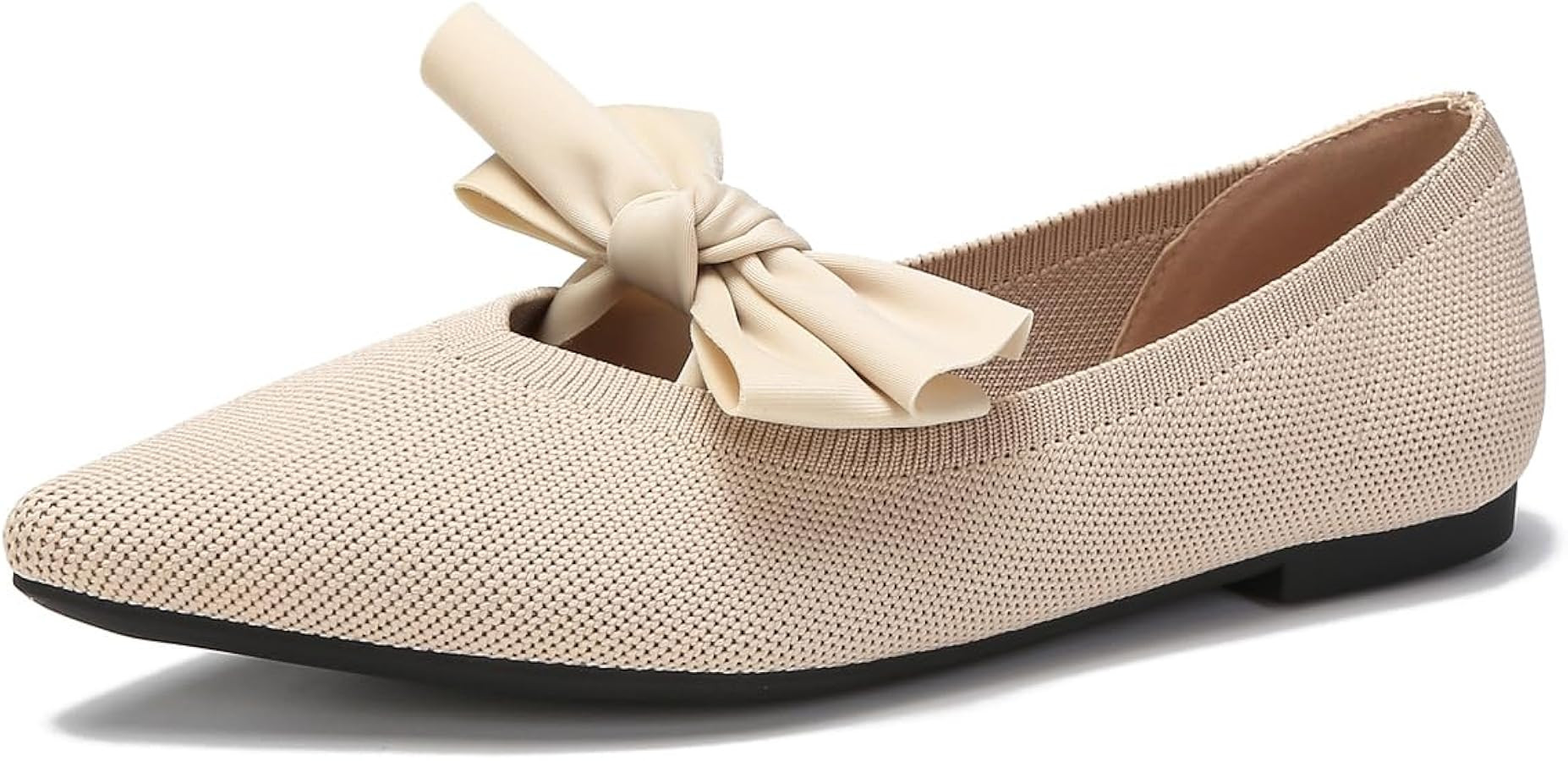 Women's Breathable Mesh Knit Ballet Flats Bow Pointed Toe Comfortable Slip On Shoes | Amazon (US)