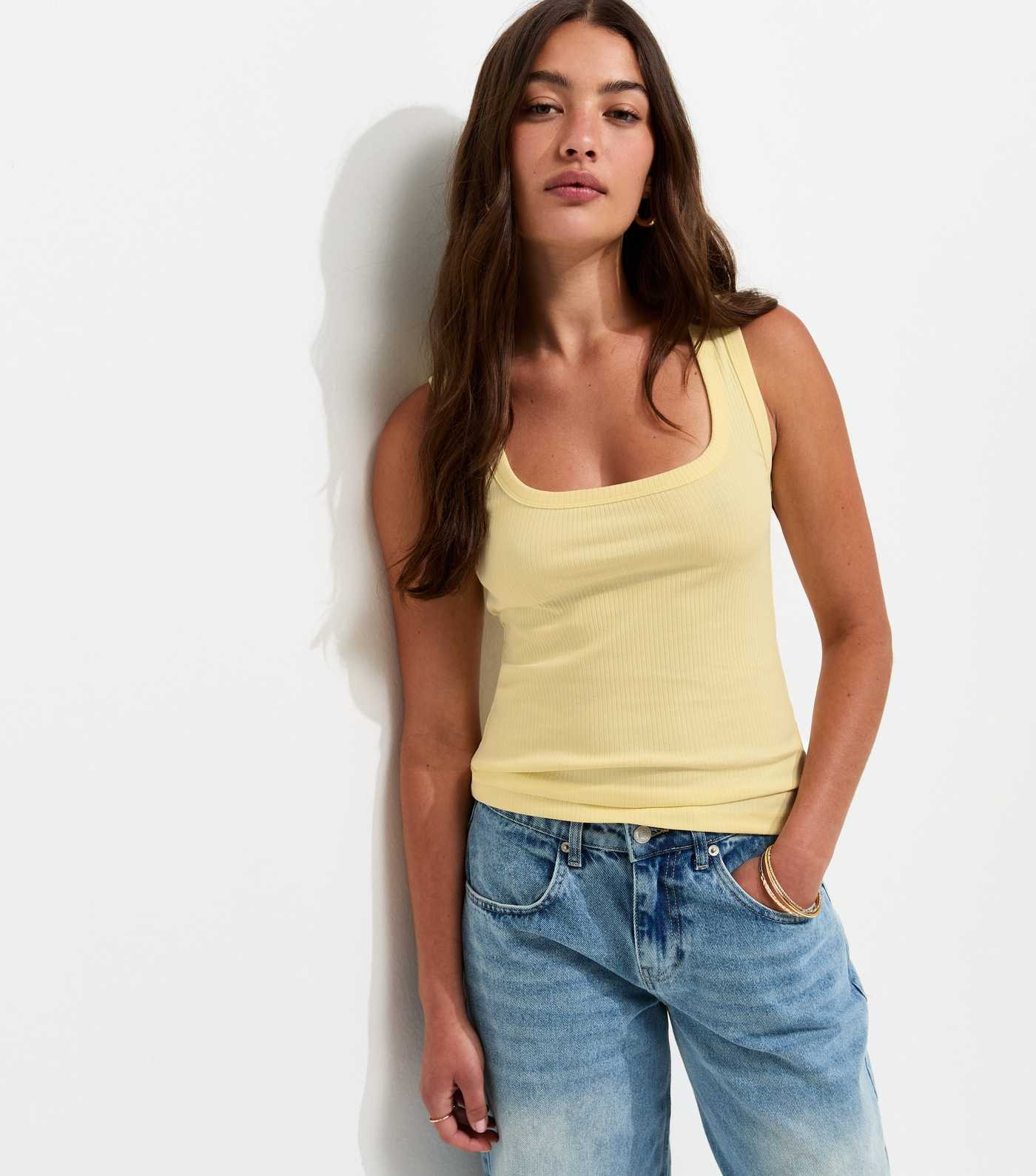 Light Yellow Square Neck Vest Top | New Look | New Look (UK)