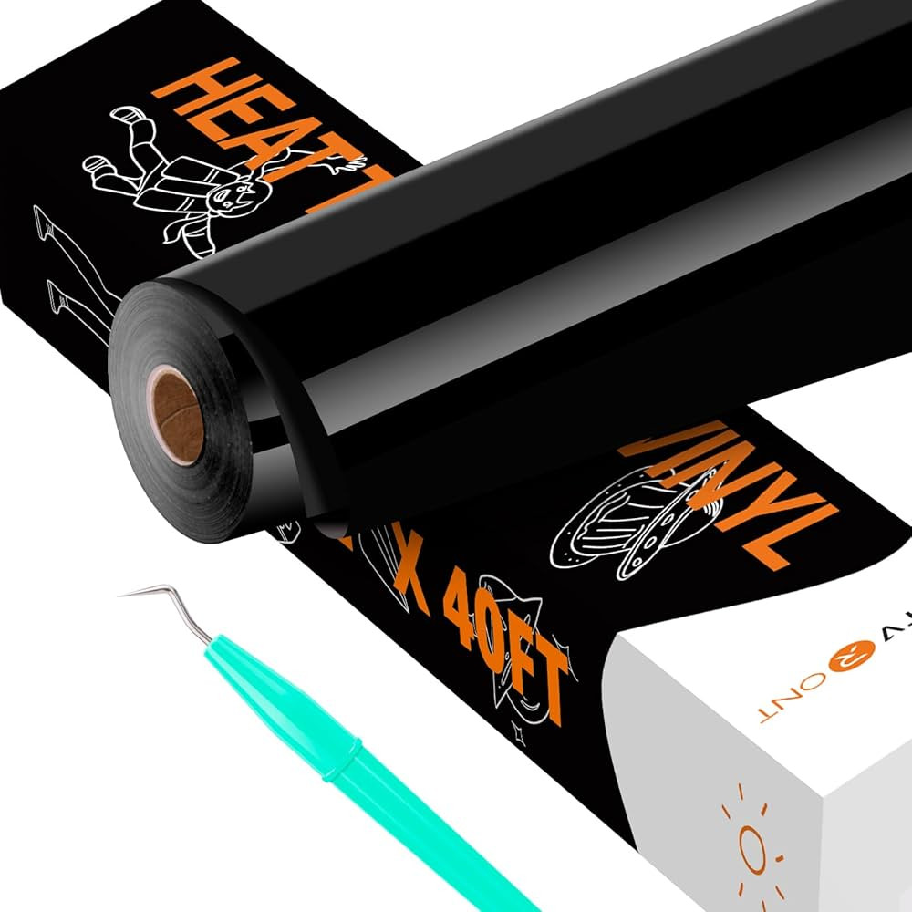 HTVRONT Black HTV Heat Transfer Vinyl - 12" X 40FT Iron on Vinyl for Cricut & Other Cutting Machi... | Amazon (US)