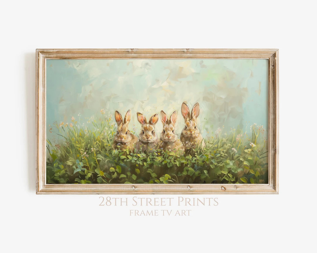 Easter Bunnies Spring Art for Frame TV: Whimsical Digital Download - Etsy | Etsy (US)