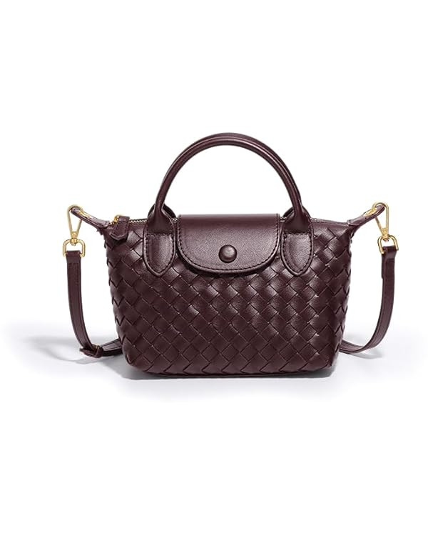Mini Braided Top Handle Bag for Women Fashion Satchel Purse Genuine Leather for Travel and Daily ... | Amazon (US)