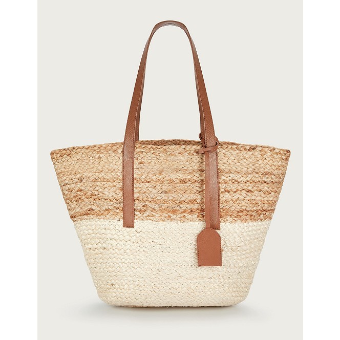 Colourblock Straw Bag | The White Company (UK)