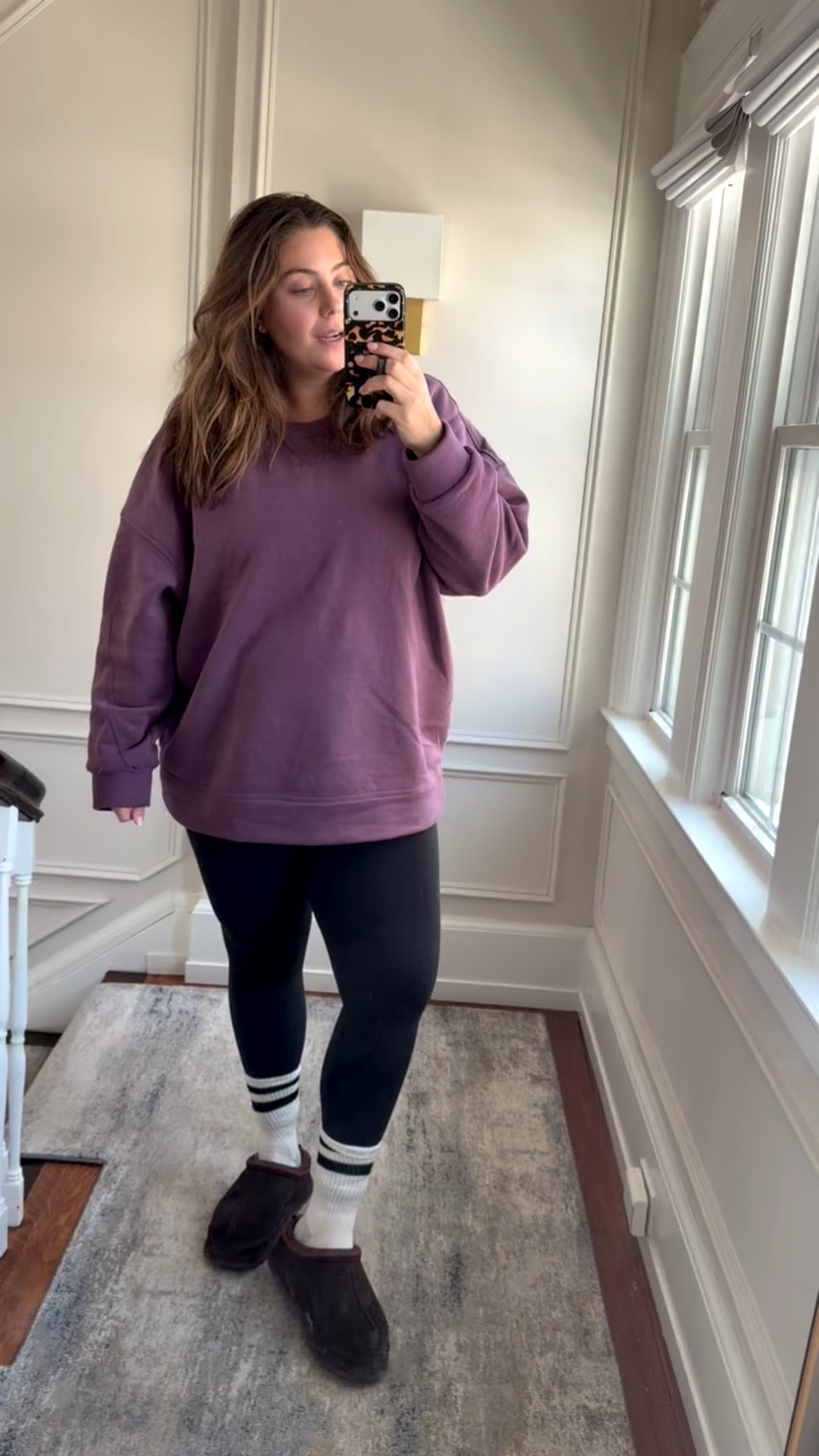 Wearing size 2X in crewneck (sized up for bump), XL in leggings. Use CARALYN15 at Spanx on your first order 

#LTKootd #LTKMidsize #LTKSeasonal