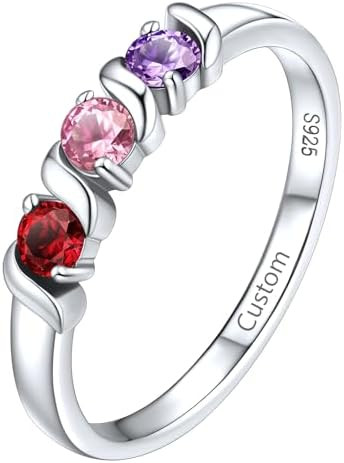 Supcare Mother Ring with Personalized 1-5 Birthstones Custom Sterling Silver Thumb Ring with Fami... | Amazon (US)