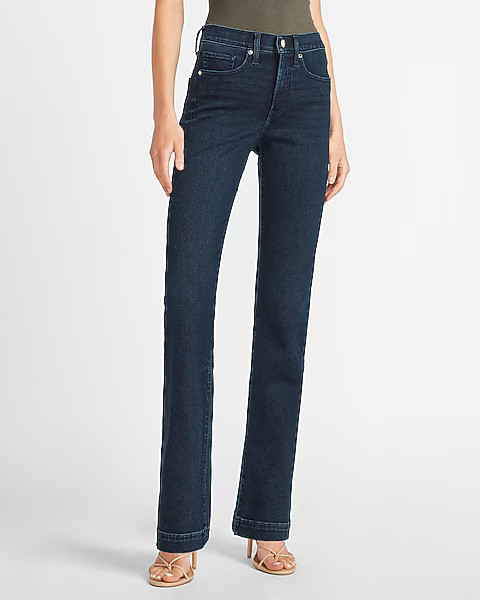 Mid Rise Dark Wash Supersoft Bootcut Jeans | Express