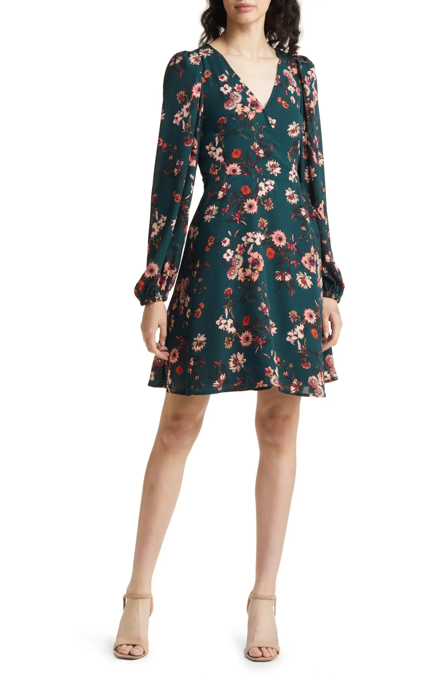 Chelsea28 Floral Long Sleeve Faux Wrap Dress | Nordstrom | Nordstrom