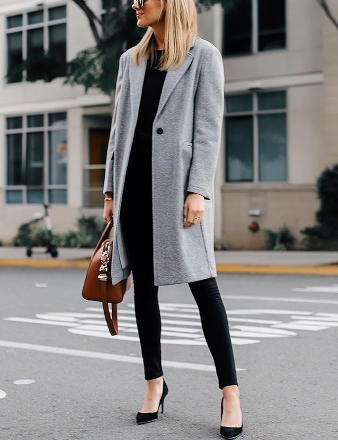 Hooever Women's Winter Wool Coat Casual Notch Lapel Single-Breasted Peacoat | Amazon (US)