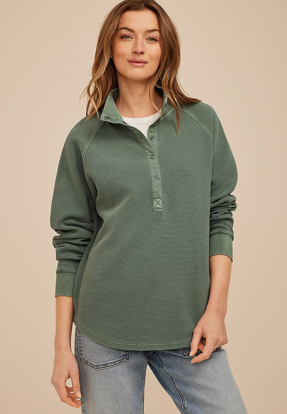 Ottoman Snap Button Sweatshirt | Maurices