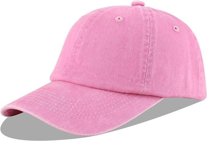 LANGZHEN Unisex Baseball Cap 100% Cotton Fits Men Women Washed Denim Adjustable Dad Hat | Amazon (US)