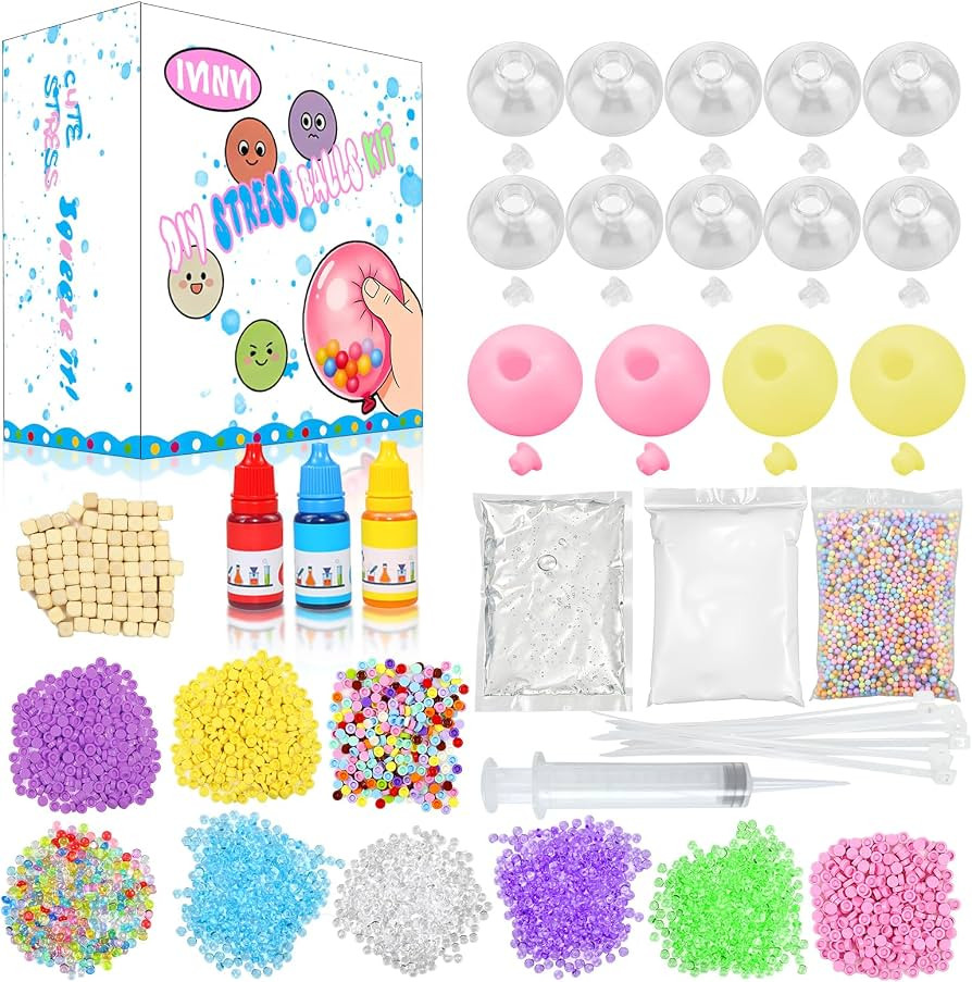 DIY Stress Ball Making Kit with Filler - 14 Stress Balls Skins - Squishy Making Kit- DIY Craft Ki... | Amazon (US)