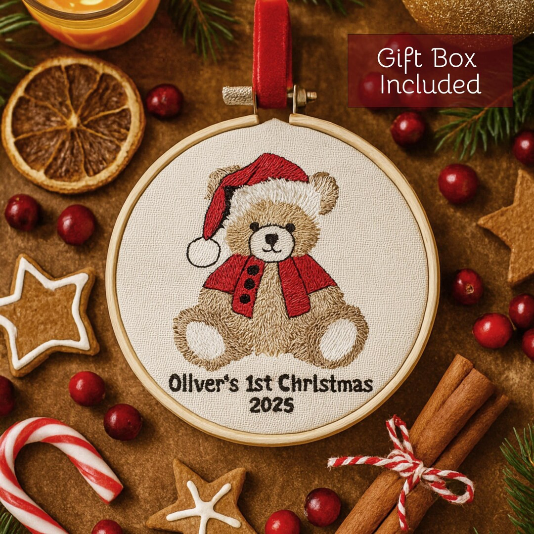 Baby's First Christmas Ornament, Embroidered New Baby Gift Custom Embroidered Ornament Keepsake P... | Etsy (US)