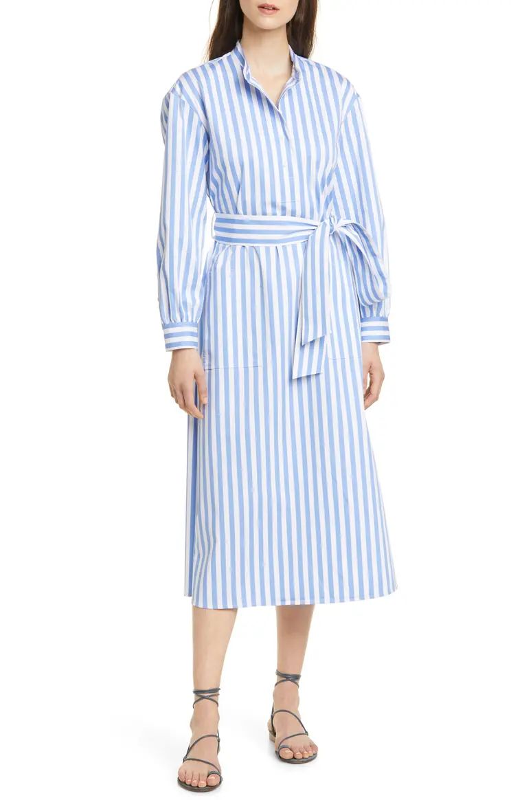 Half Placket Long Sleeve Stripe Midi Dress | Nordstrom