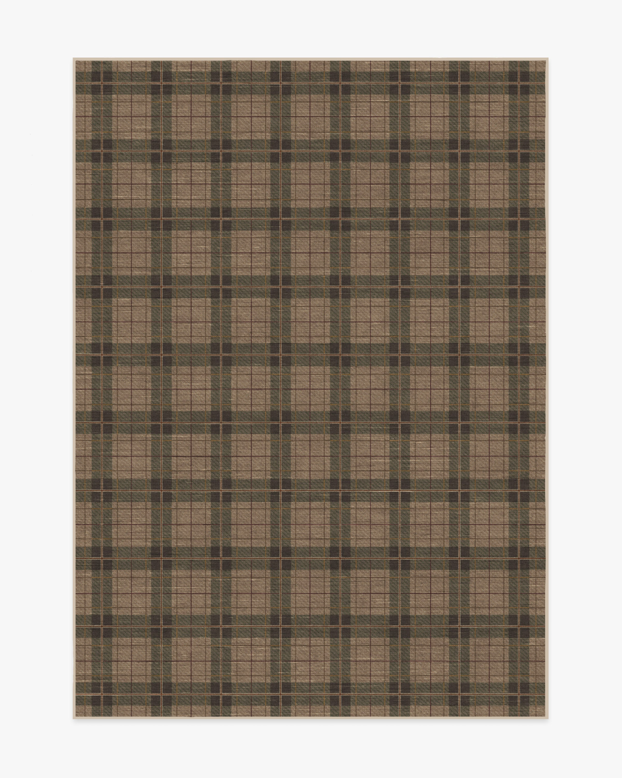Alfie Plaid Natural & Green Rug | Ruggable