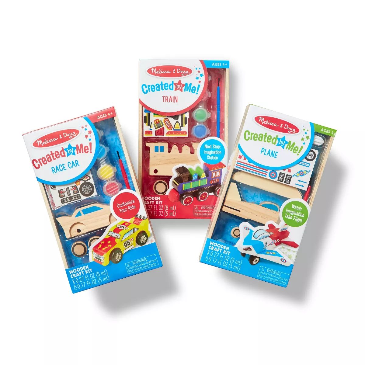 Melissa & Doug Decorate-Your-Own Wooden Craft Kits Set - Plane, Train, and Race Car | Target