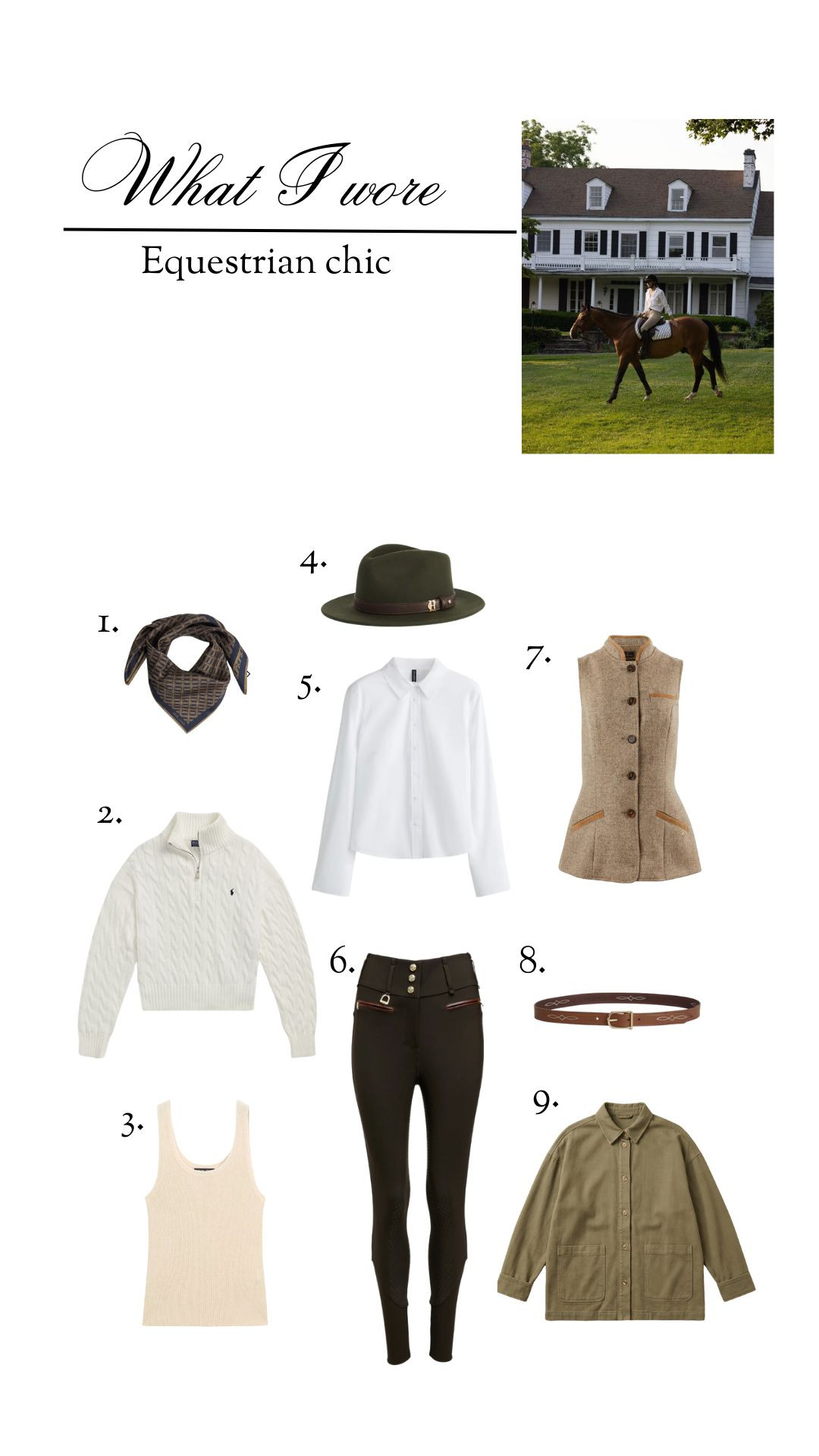 What I wore: Equestrian chic 

Equestrian Inspired Outfit, Ralph Lauren, Tank Top, Winter Outfit, Country Style, Neck Scarf, Waistcoat, Shirt, Khaki Green Jacket, Trilby Hat 

#LTKwinter #LTKuk #LTKeurope