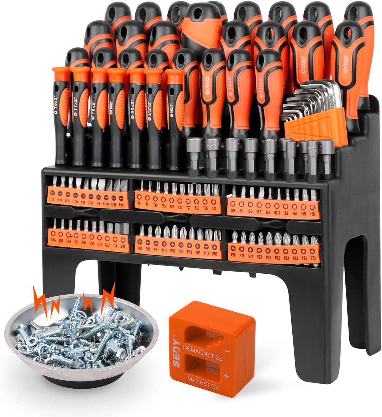 SEDY 124-Piece Magnetic Screwdriver Set with Plastic Racking, Best Screwdriver Set Drive Magnetic... | Amazon (US)