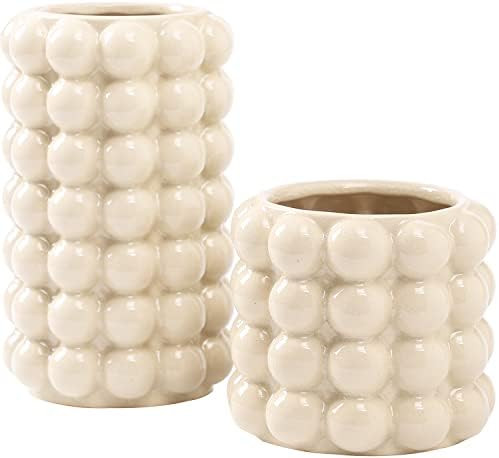 Bubble Vases, Set of 2 Ceramic Vase for Flowers, Boho Ceramic Flower Vases for Decor, Tall Bubble... | Amazon (US)