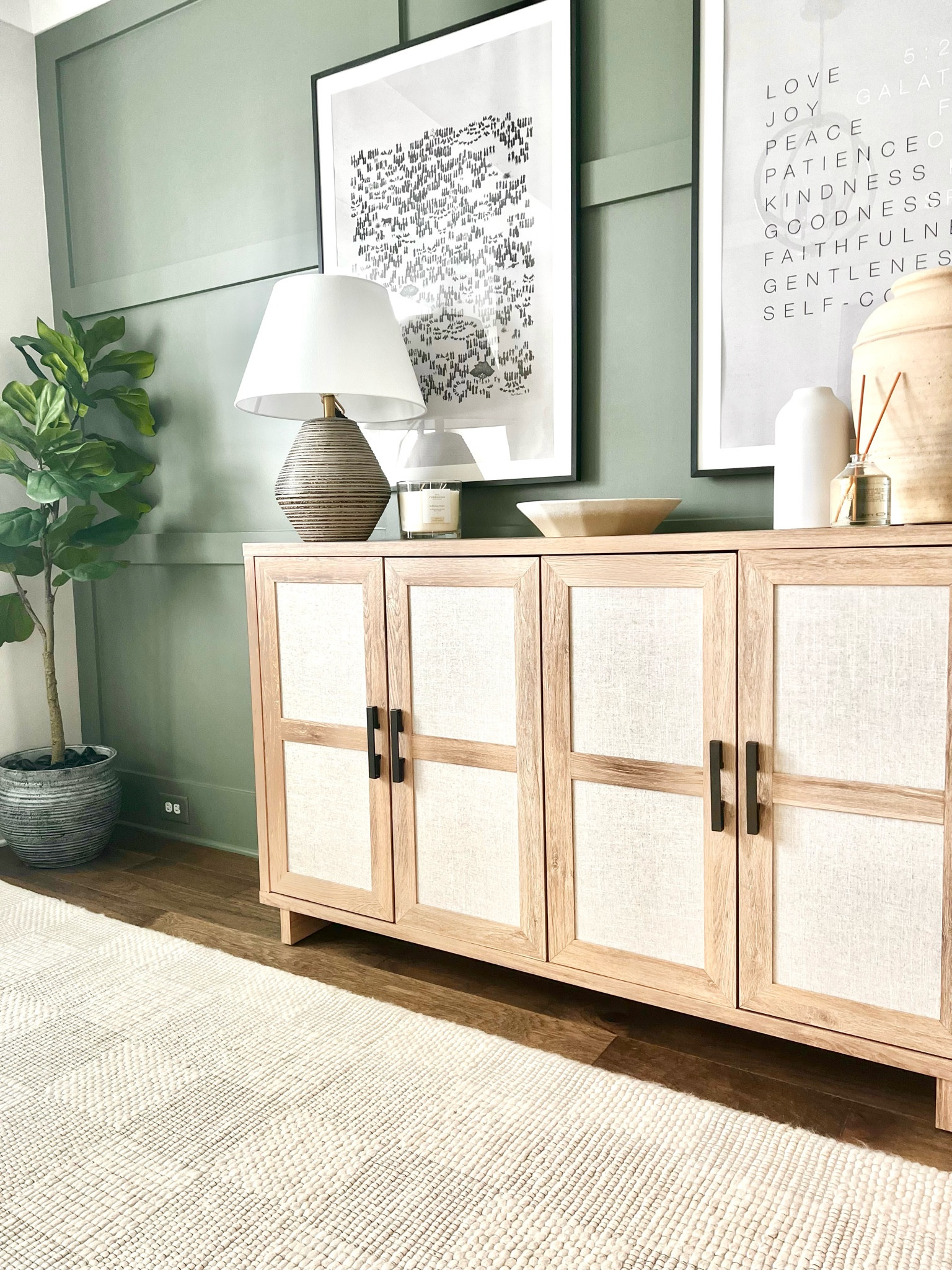 Our favorite console cabinet is on sale! 

Console table, console decor, office decor, office accent wall, console styling, 4 door cabinet, office rug, area rug, faux tree, console lamp 

#LTKfamily #LTKhome #LTKstyletip