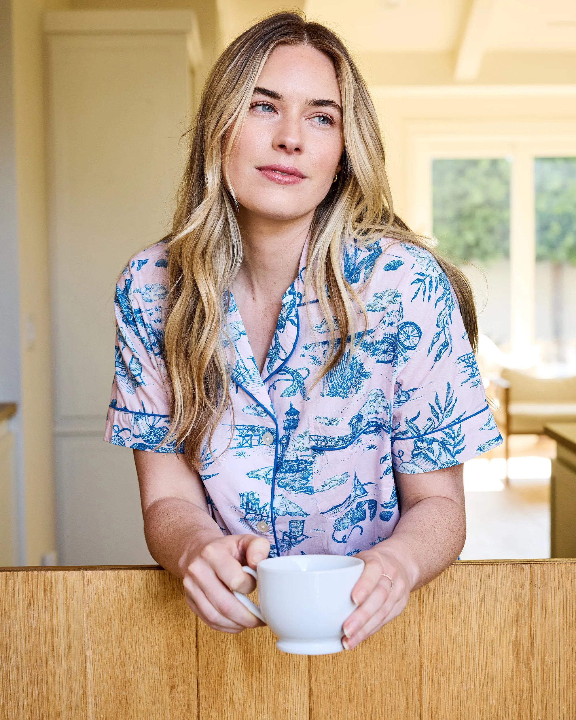 Mermaid Toile - Women's Organic Cotton Short PJ Set - Blush | Printfresh