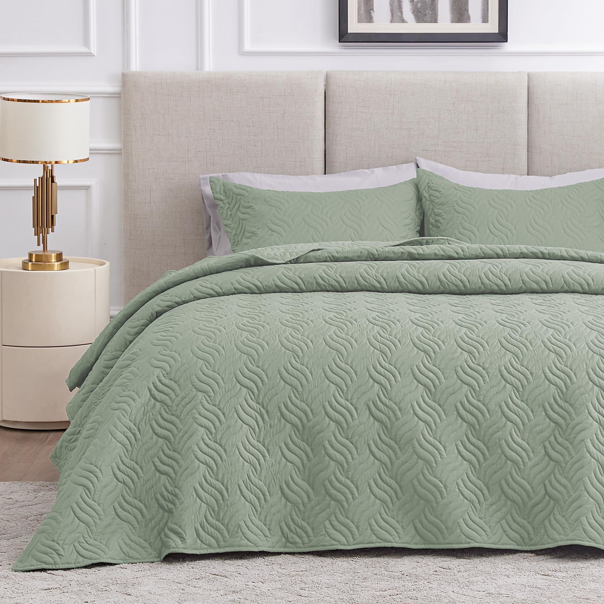 Love's cabin Quilts for Queen Bed Sage Bedspreads Bedding Set - Summer Lightweight Bedspread Comf... | Amazon (US)