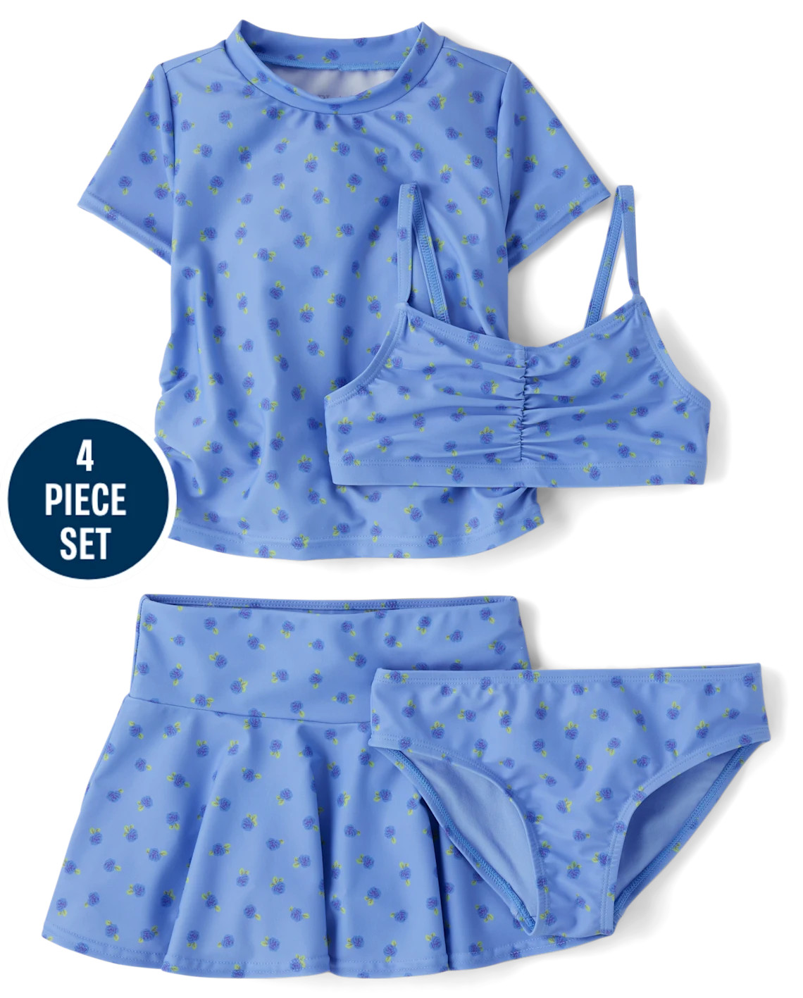 Girls Floral 4-Piece Swimsuit - blue | The Children's Place