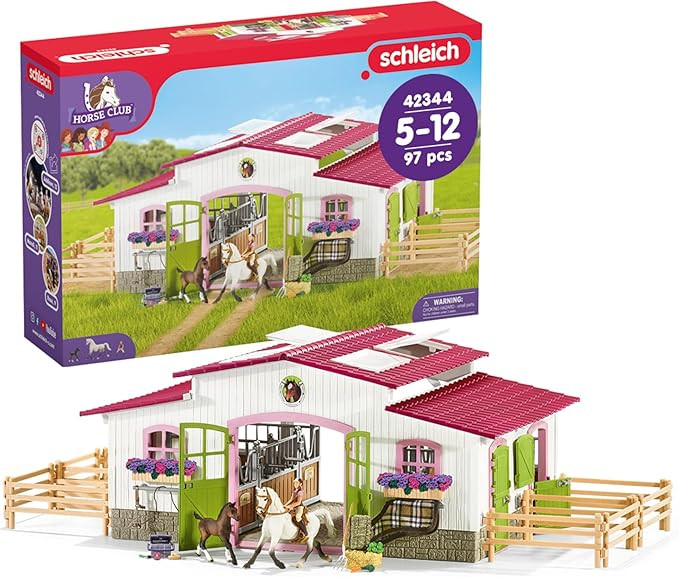 Schleich Horse Club - 97PC Riding Center Horse Toy Playset with Rider, 2 Horses, Barn and Farm Fi... | Amazon (US)