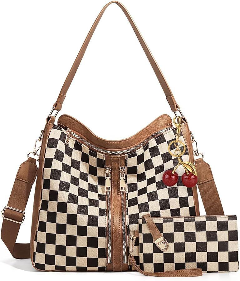 Checkered Purse Hobo Handbags for Women Checkered Crossbody Bags Plaid Shoulder Bag Tote Purse fo... | Amazon (US)