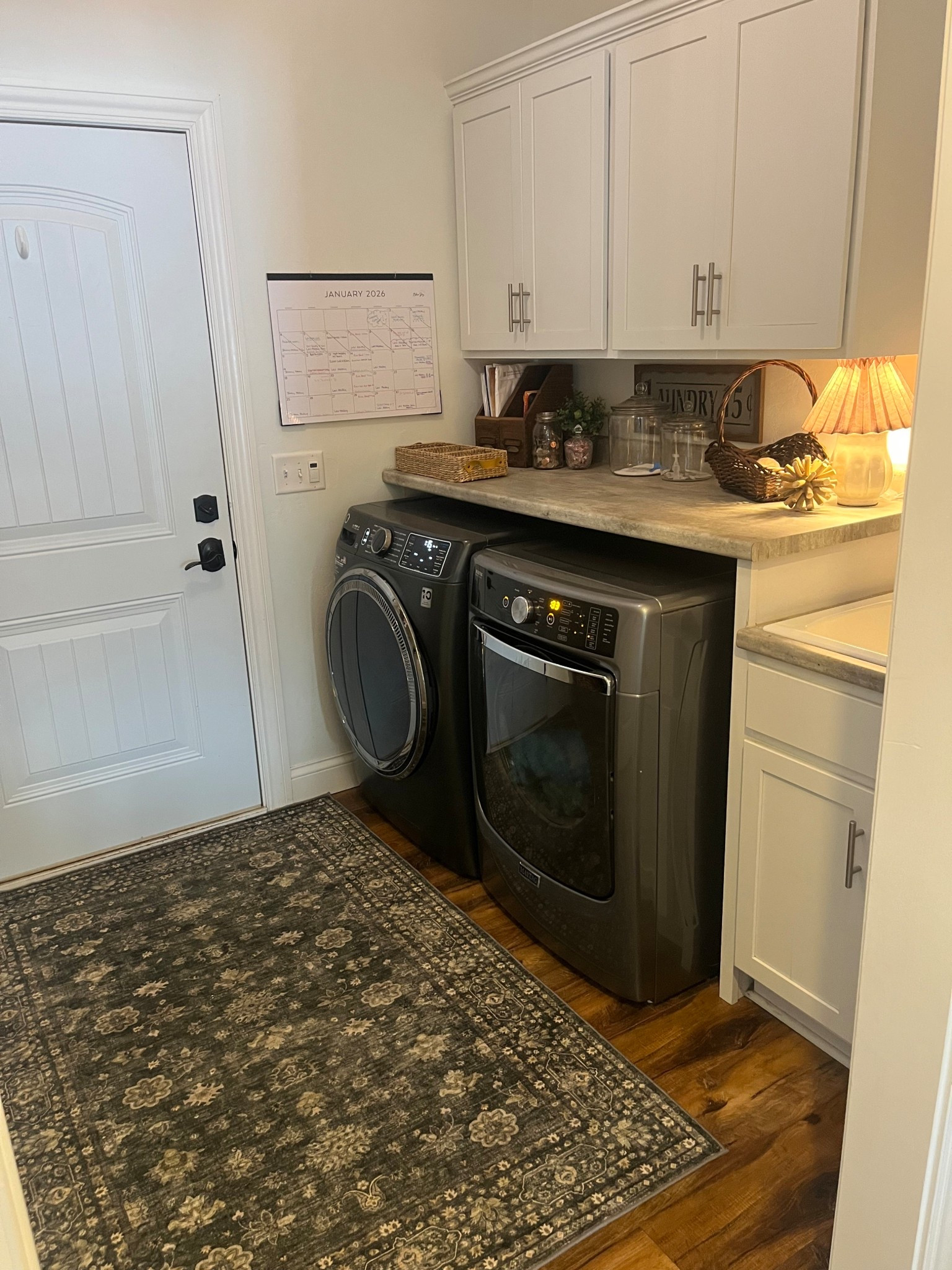 Laundry Room and Mud Room organization and cleaning. Large rug for mud room. 

#LTKHome #LTKmomlife