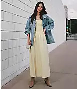 Poplin Bustier Midi Pocket Dress | LOFT