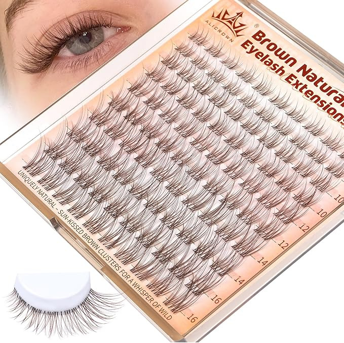 Brown Lash Clusters Natural Eyelash Clusters Wispy Individual Lash Extensions Brown Eyelash Exten... | Amazon (UK)