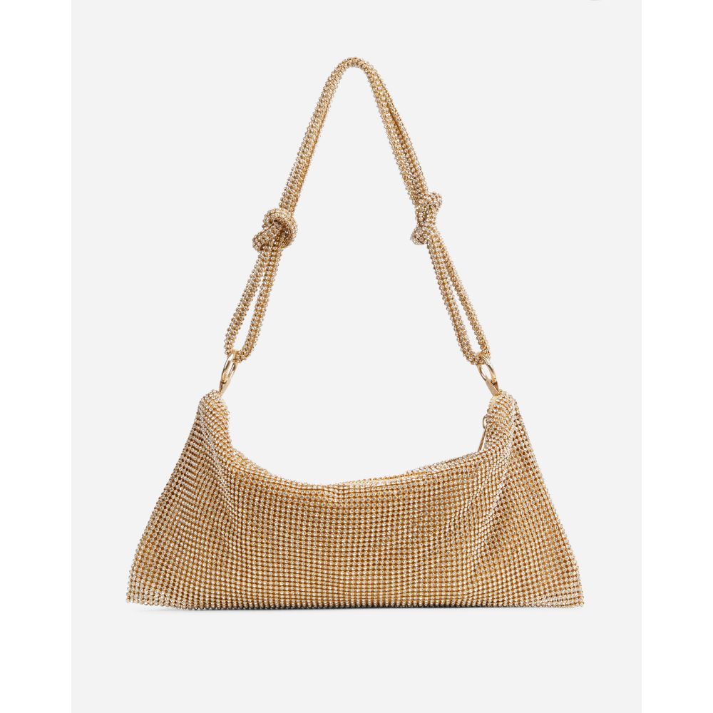 Opal Knotted Strap Detail Slouch Shoulder Bag In Gold Diamante | Ego Shoes (UK)