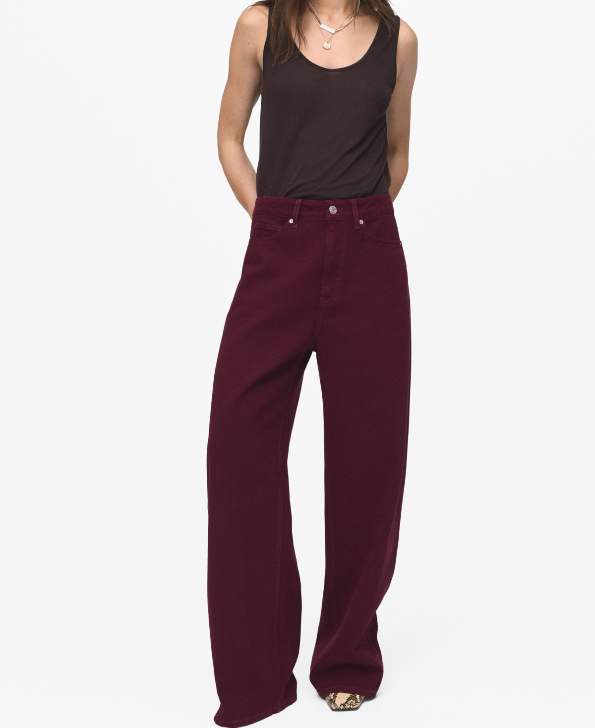 Mango Women's High-Rise Balloon Jeans - Wine | Macy's