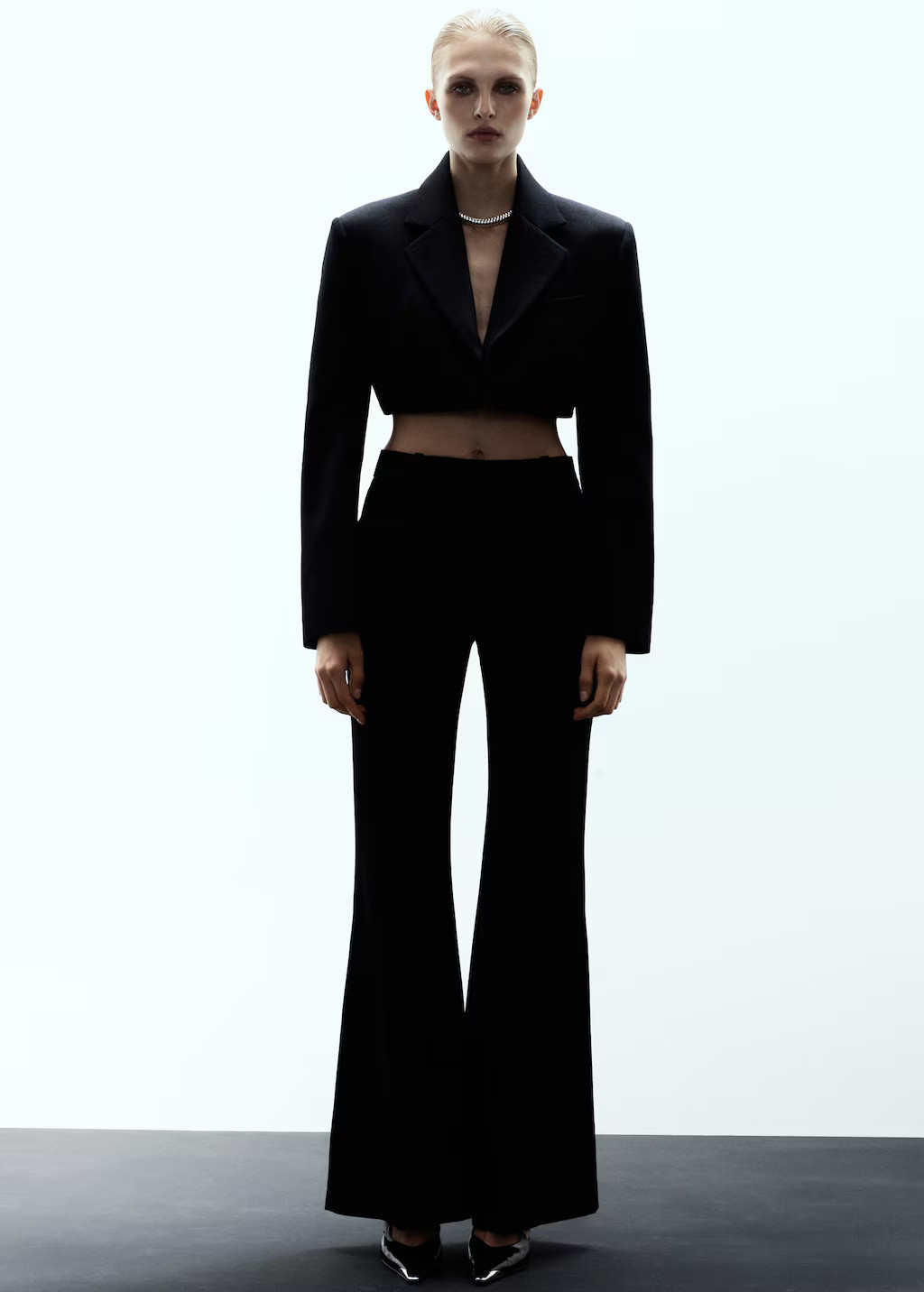 Wool cropped suit jacket black - Woman - M - MANGO | MANGO (UK)