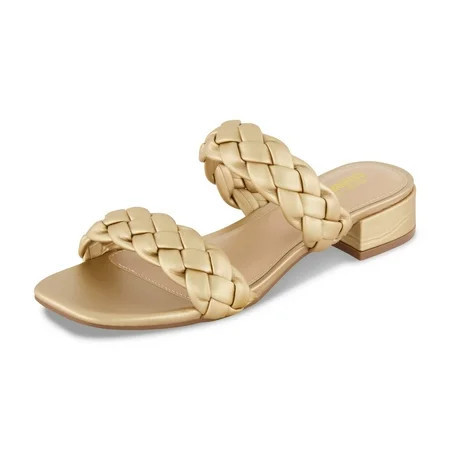 CUSHIONAIRE Women's Nan Two Band Braided Low Block Heel Slide Sandal +Memory Foam | Walmart (US)