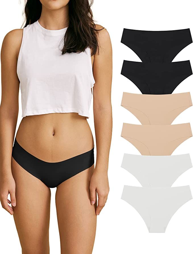 SHARICCA Women Seamless Cheeky Bikini No Show Panties Ladies Invisible Breathable Briefs Soft Str... | Amazon (US)