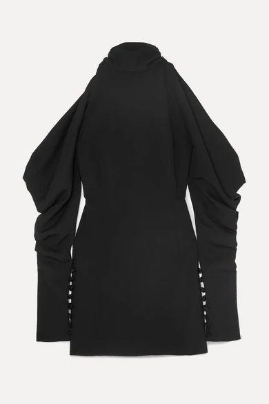 16ARLINGTON - Cold-shoulder Crepe Turtleneck Mini Dress - Black | NET-A-PORTER (US)