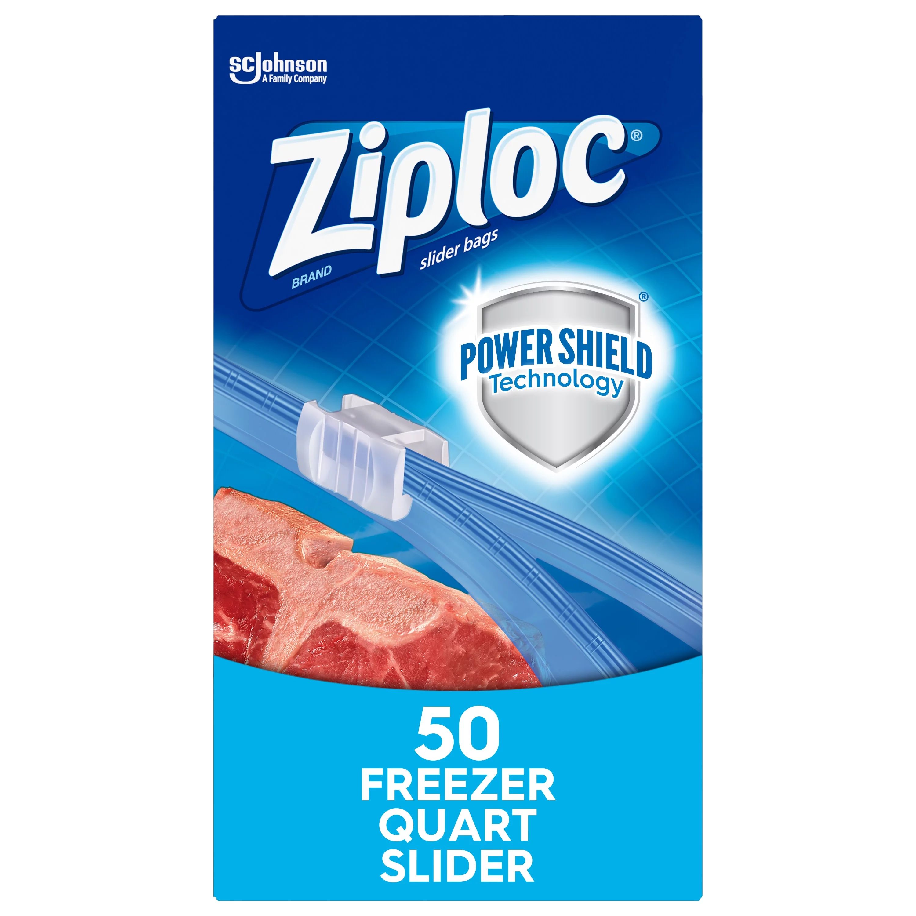 Ziploc® Brand Slider Freezer Bags, Quart Food Storage Bags with Power Shield Technology, 50 Co... | Walmart (US)