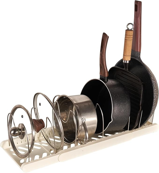 Expandable Pot and Pan Organizers Rack, Stainless Steel Adjustable Dividers, Pot Lid Holder, Kitc... | Amazon (US)