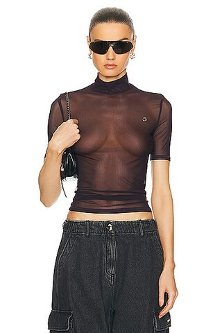 Coperni High Neck Fitted Top in Burgundy - Wine. Size M (also in L). | FWRD 