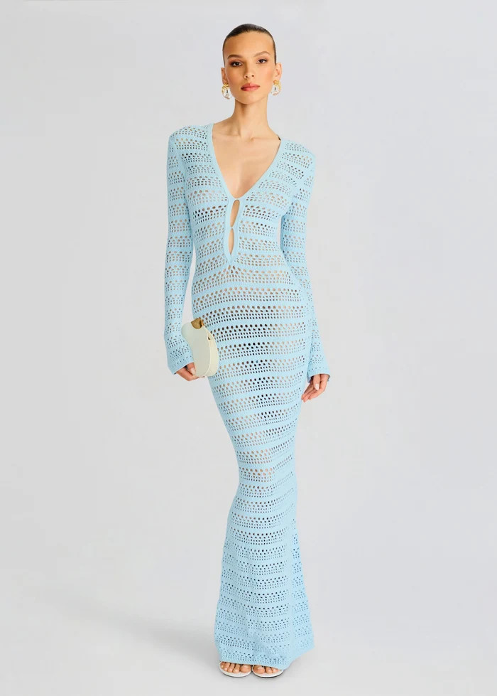 Lilith Knit Crochet Maxi Dress | Retrofete