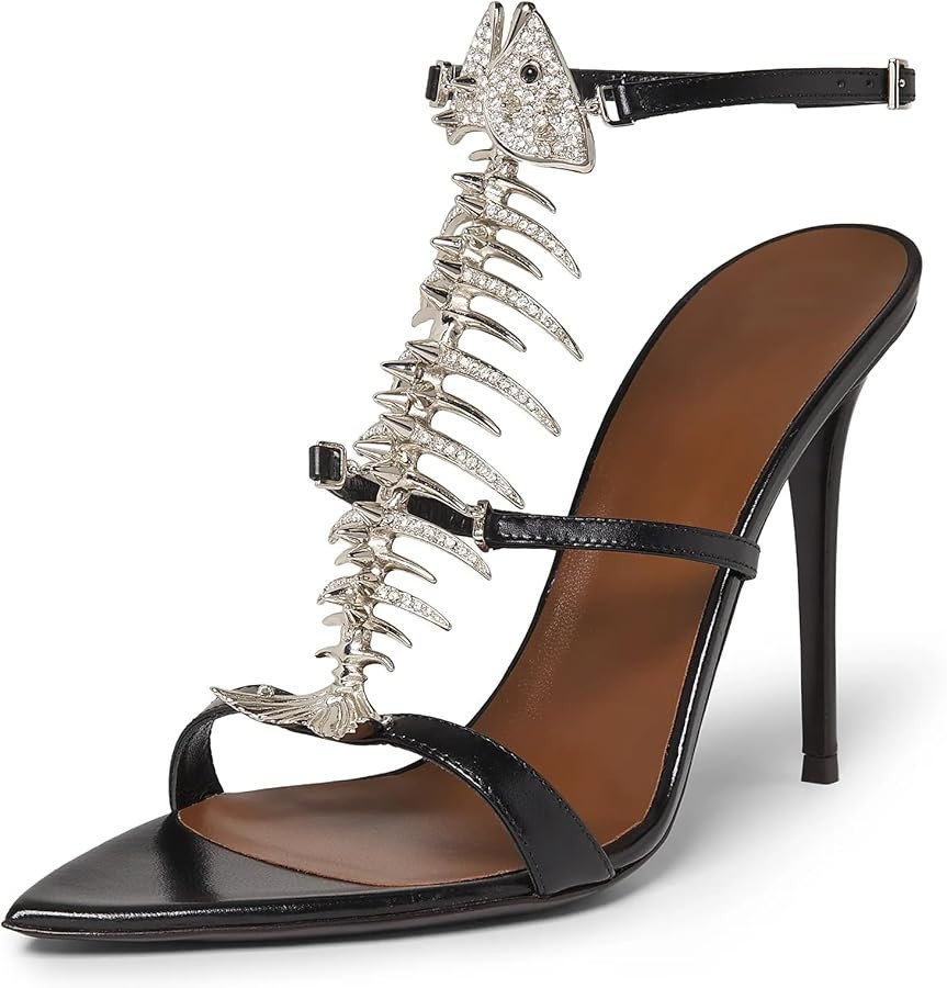 Women’s Stiletto High Heel Sandals Fishbone Crystal Pointed Open Toe Gladiator Sandals Sexy Dre... | Amazon (US)
