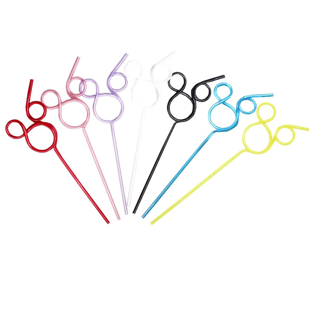 Birthday Party Straws 14 Pack Party Favors Decorations Reusable Multicolor Shape Bendy Straws wit... | Amazon (US)