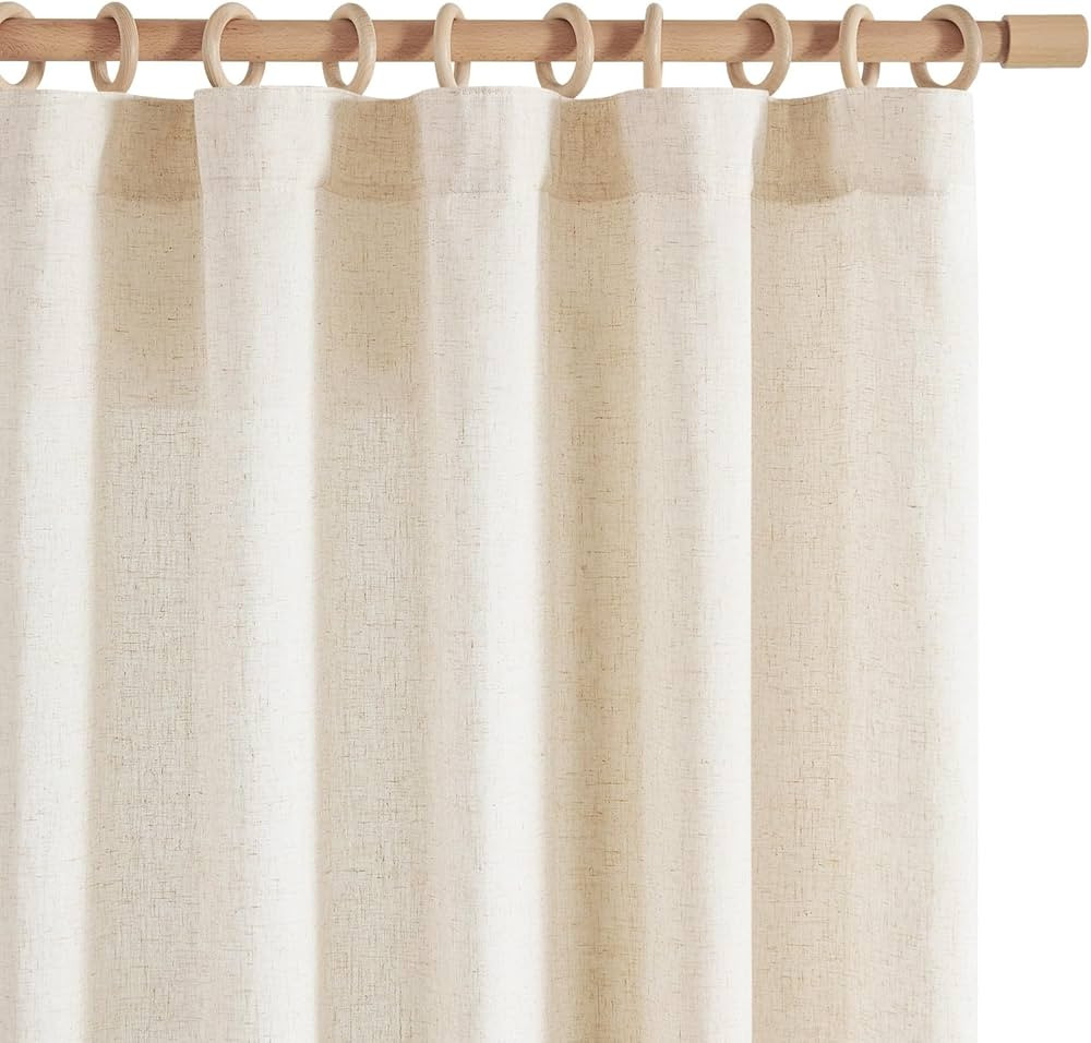jinchan Linen Curtains 84 Inch Length 2 Panels Set Window Curtains for Living Room Bedroom Light ... | Amazon (US)