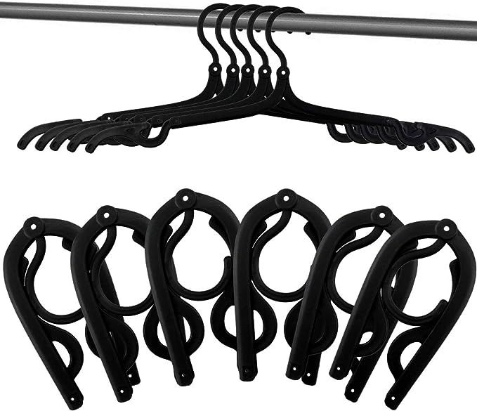 Hslife 20 Pcs Portable Black Folding Clothes Hangers, Portable Folding Travel Hangers, Foldable C... | Amazon (US)