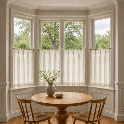 Liz Linen Pleated Cafe Curtains | TWOPAGES