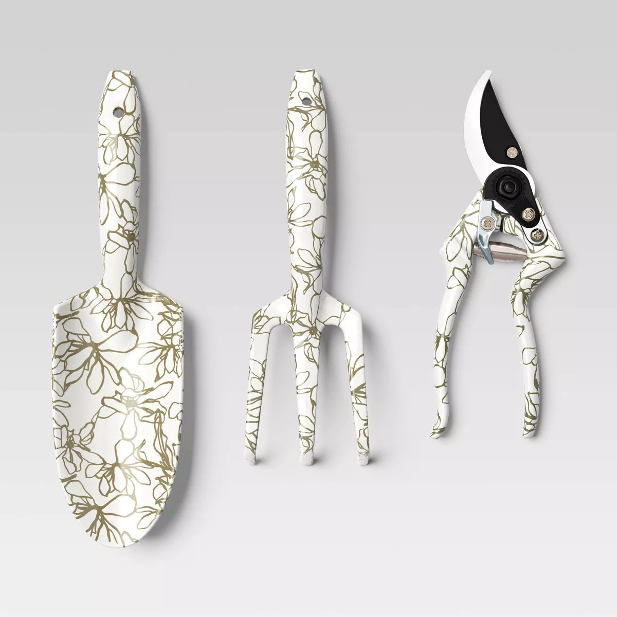 3pc Outdoor Shears Gardening Tool Set Scribble Floral Sour Cream - Threshold™ | Target