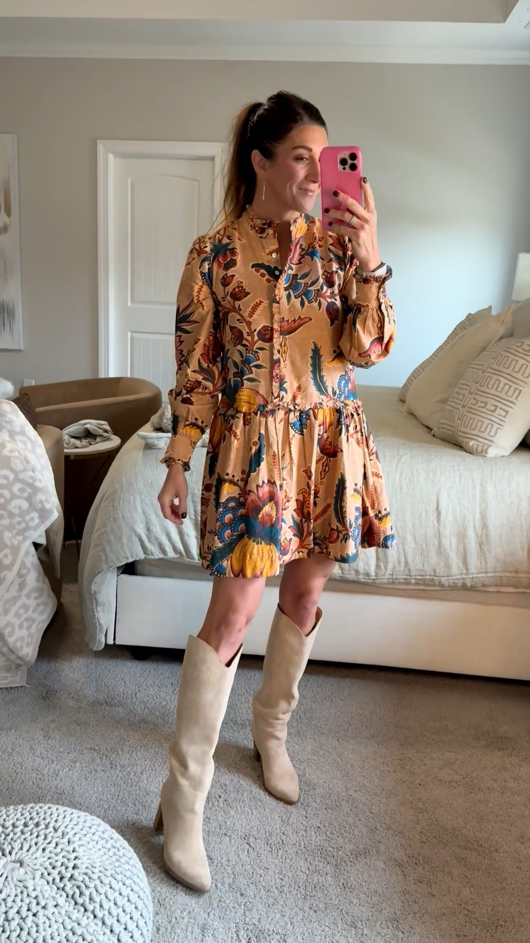 Shop this gorgeous dress, perfect for Fall family photos, Thanksgiving, church and more!

Wearing a small. If between, can probably size down! Functional buttons on front and on the wrists, nursing friendly, with a gorgeous flowy bottom. Has pockets and ruffles on the sleeves and collar. Sizes are low!

Boots are true to size (wearing an 8) and under $80!

Click here to shop!

Fall | family photos | thanksgiving | floral | leaves | ruffles | yellow | browns | blue | orange | boots | cross necklace | loopy | phone case 



#LTKStyleTip #LTKShoeCrush #LTKSeasonal