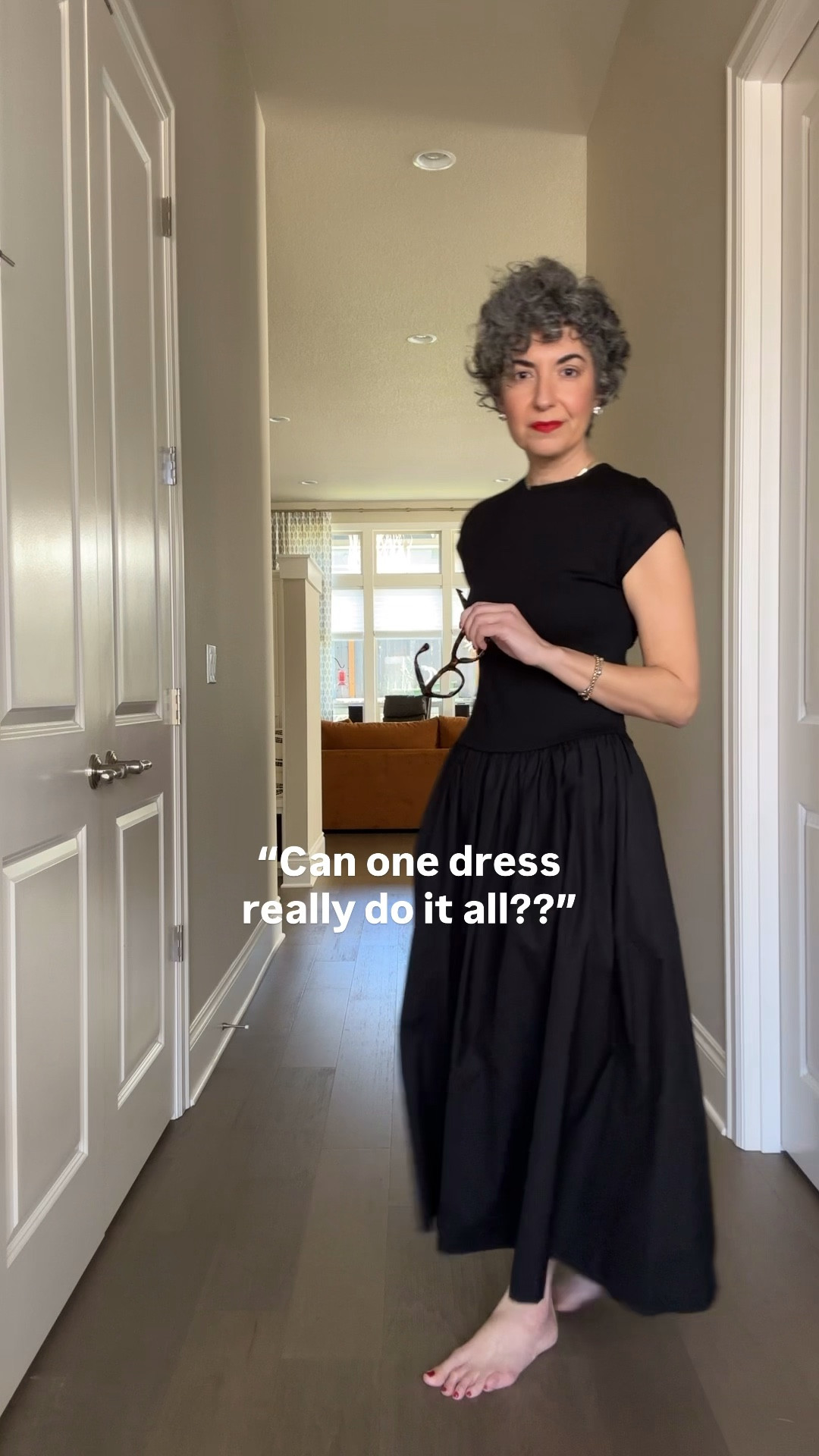 A black dress for spring that absolutely CAN do it all! The skirt portion is 100% cotton and has pockets! It’s beautifully made. 

Wearing:
a small in dress - it fits TTS. 
Large in blue blazer 
9.5 in polkadot flats 
Small in animal print tee 
9.5 in black flats 
